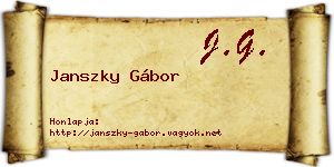 Janszky Gábor névjegykártya