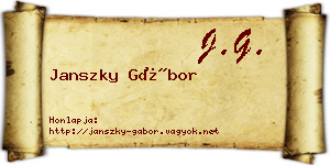 Janszky Gábor névjegykártya